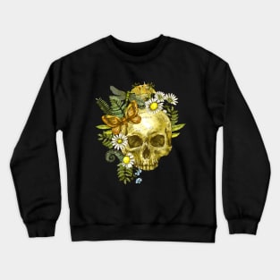 skull with flowers/butterfly Crewneck Sweatshirt